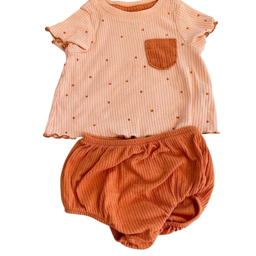 Cat & Jack Kids' Blue and Orange Outfit Set Size 3-6 mths